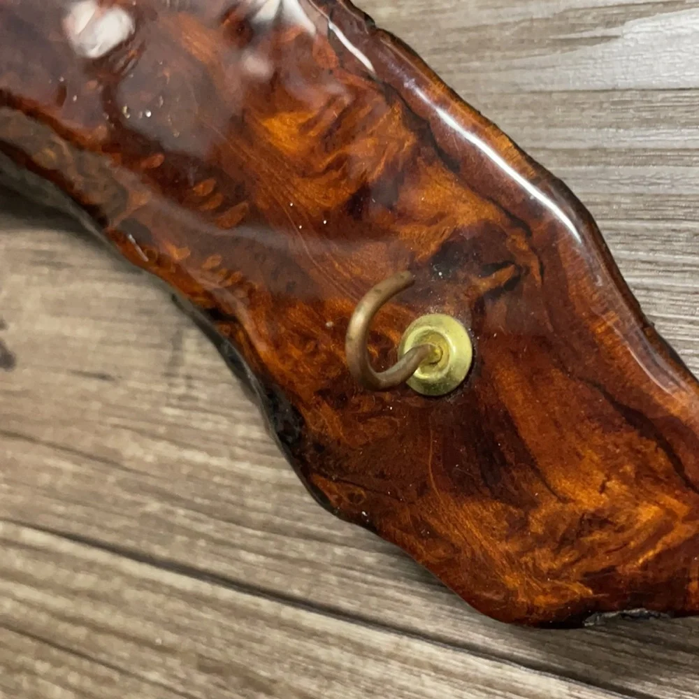 Vintage Lacquered Wood Key Hook Wall Hanging